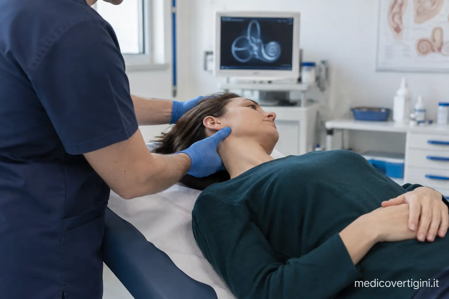 Manovra di Epley eseguita in ambulatorio, medicovertigini.it, Otorinolaringoiatra Dott. Giuseppe Porro